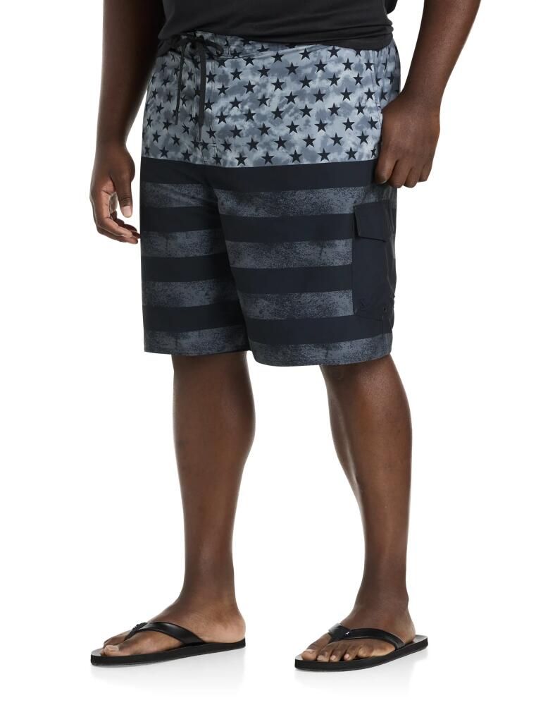 Harbor Bay by DXL Patriotic Cargo Swim Trunks in Black Cover