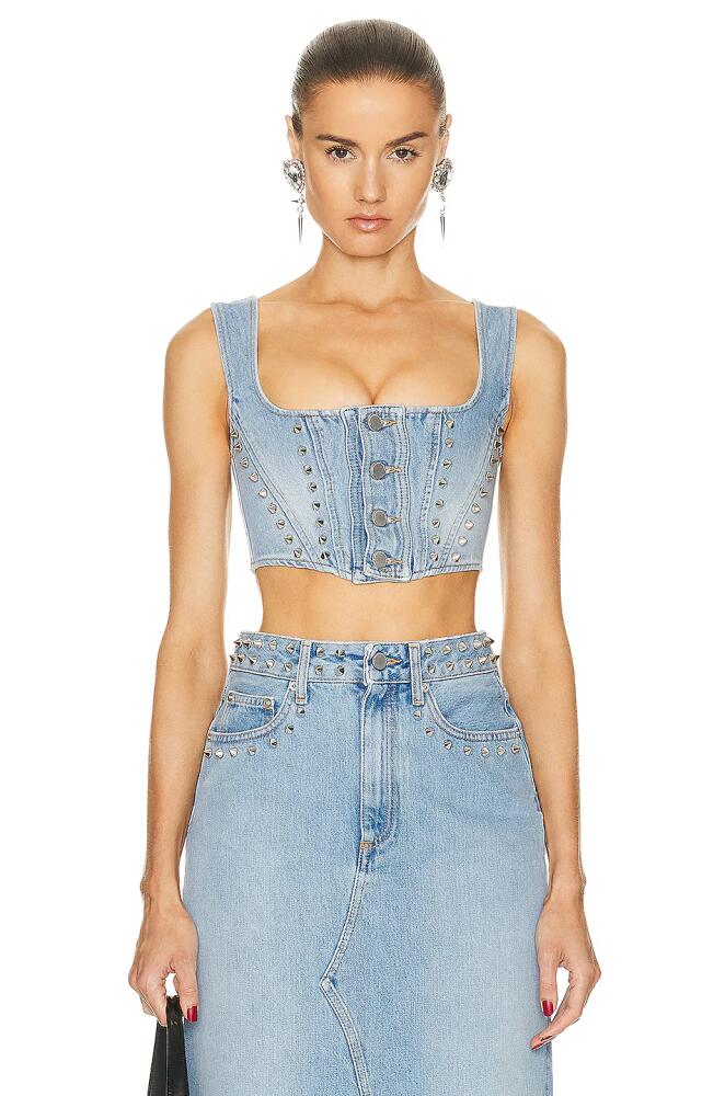 Alessandra Rich Denim Corset Top in Blue Cover