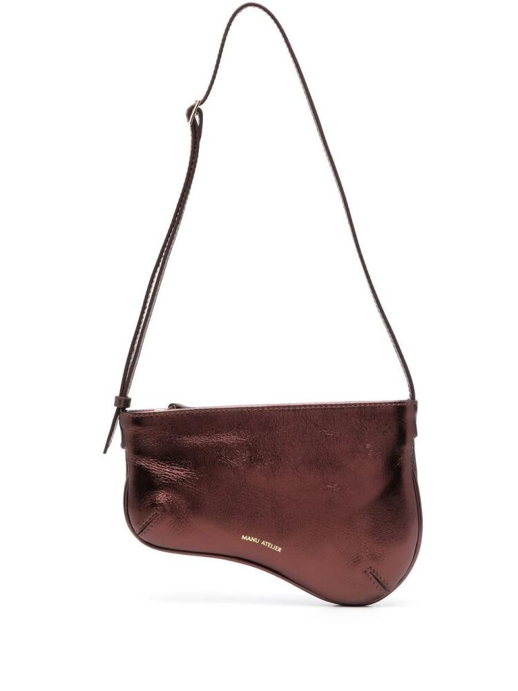 Manu Atelier Curved metallic shoulder bag - Brown Cover