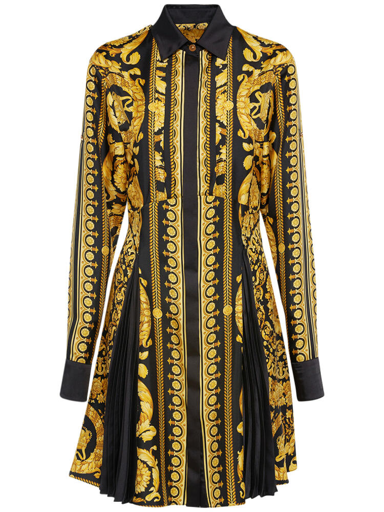 VERSACE Barocco Print Silk Twill Shirt Dress Cover