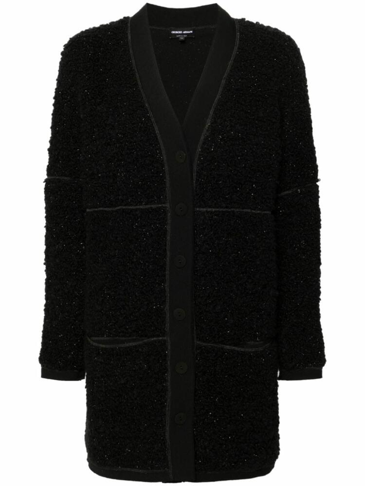 Giorgio Armani long bouclé cardi-coat - Black Cover