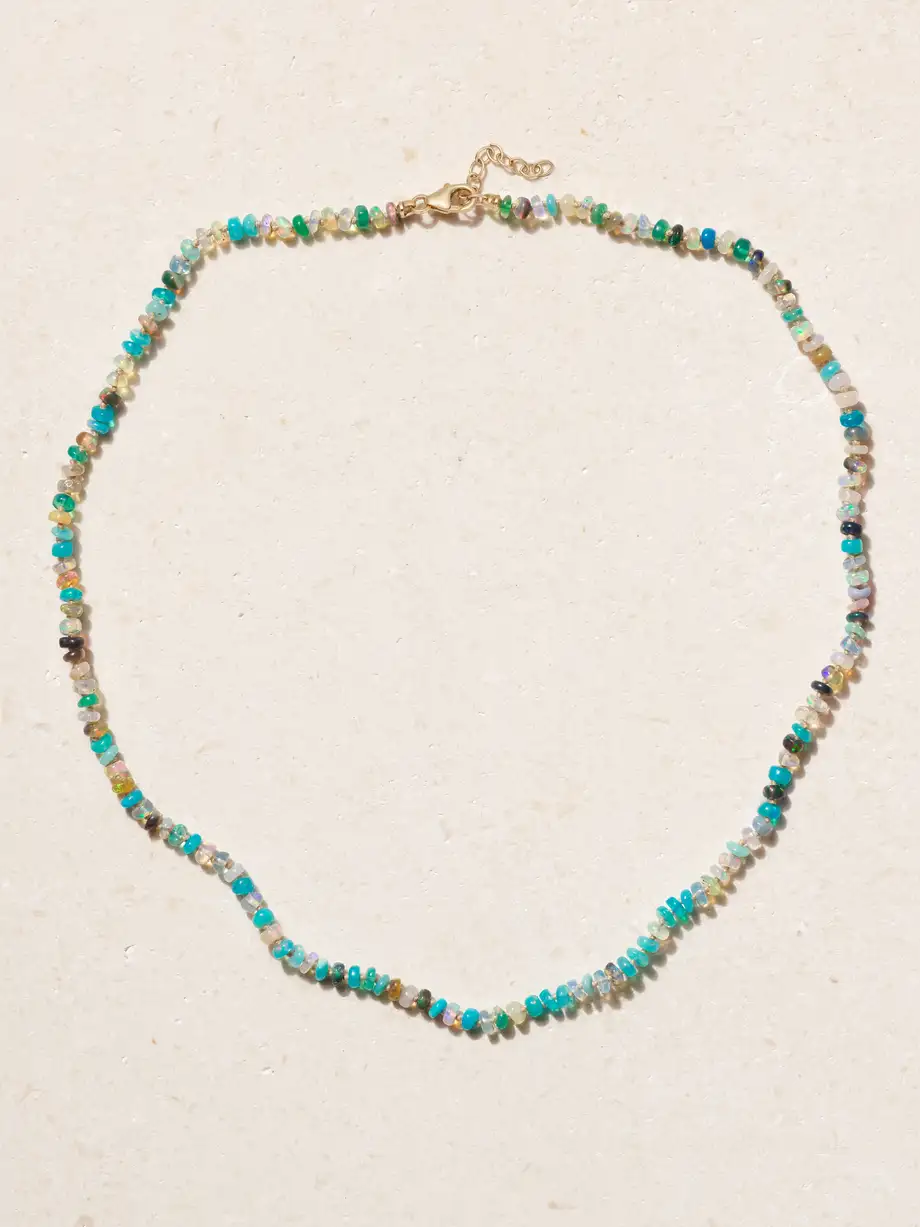 Andrea Fohrman - Blue Rainbow 14-karat Gold Opal And Silk Necklace - One size Cover