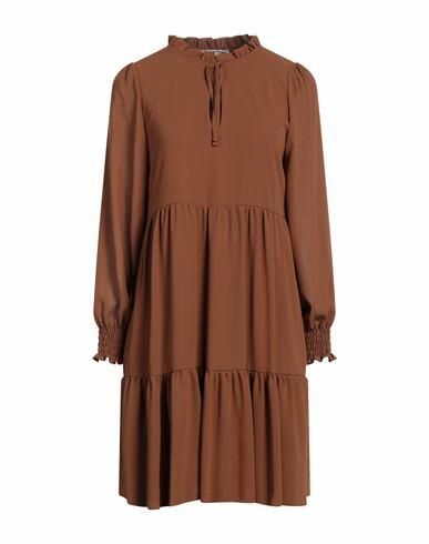 Boutique De La Femme Woman Mini dress Brown Polyester Cover