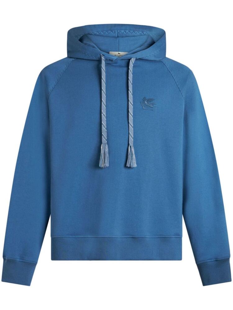 ETRO Pegaso-embroidered drawstring hoodie - Blue Cover