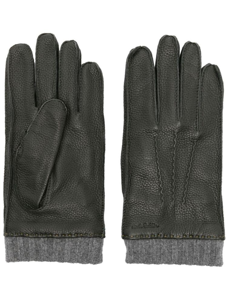 Paul Smith ribbed-cuffs leather gloves - Green Cover