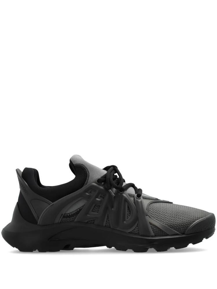 FENDI Tag lace-up panelled sneakers - Black Cover