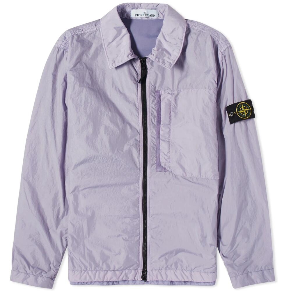 Stone Island Men's Crinkle Reps Zip Overshirt in Lavender Cover