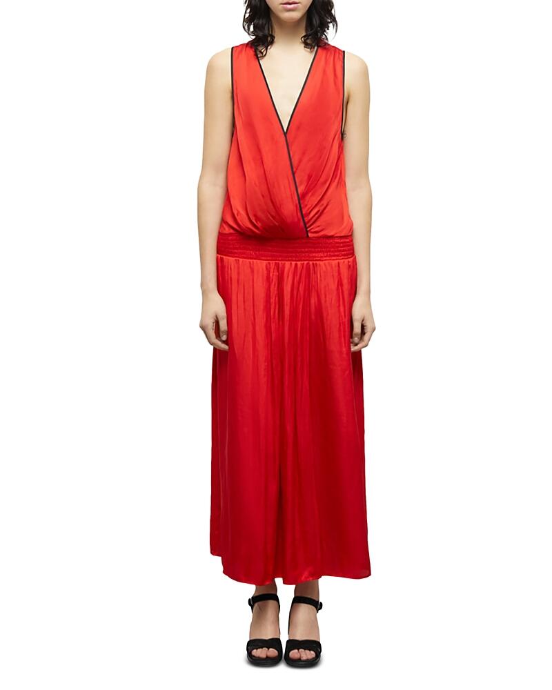 The Kooples Faux Wrap Drop Waist Midi Dress Cover