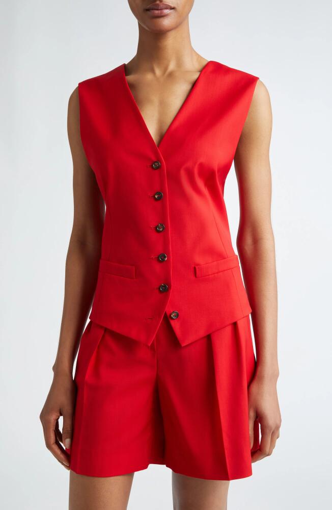 Max Mara Zuai Virgin Wool Suiting Waistcoat in Red Cover