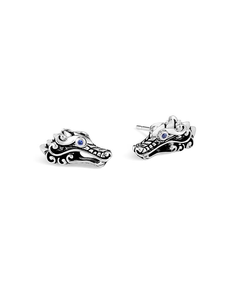 John Hardy Sterling Silver Legends Naga Stud Earrings with Blue Sapphire Cover