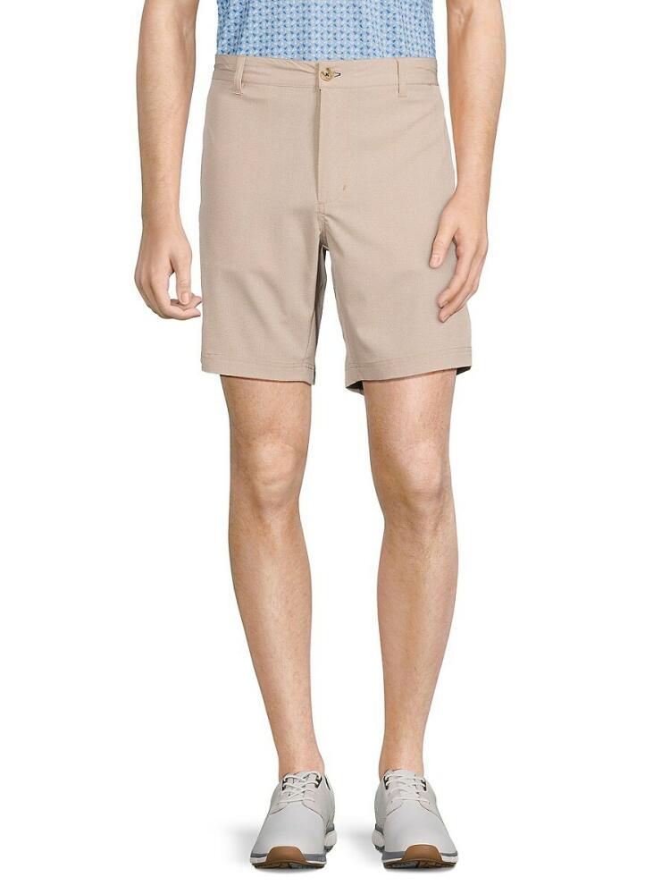 TailorByrd Men's Melanga Textured Flat Front Shorts - Khaki Cover