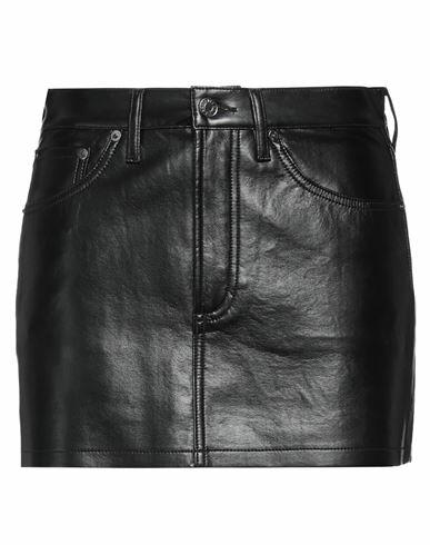 Agolde Woman Mini skirt Black Recycled leather, Polyurethane, Viscose, Polyester Cover