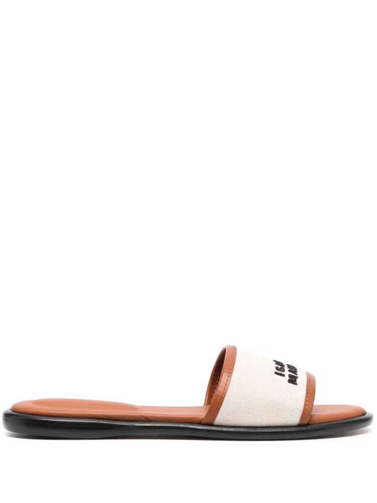 ISABEL MARANT logo print strap slides - Neutrals Cover