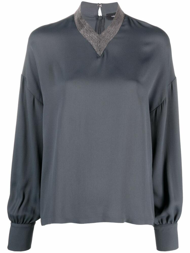 Fabiana Filippi bead-embellished long-sleeve blouse - Grey Cover