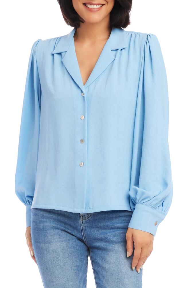 Karen Kane Blouson Sleeve Shirt in Blue Cover