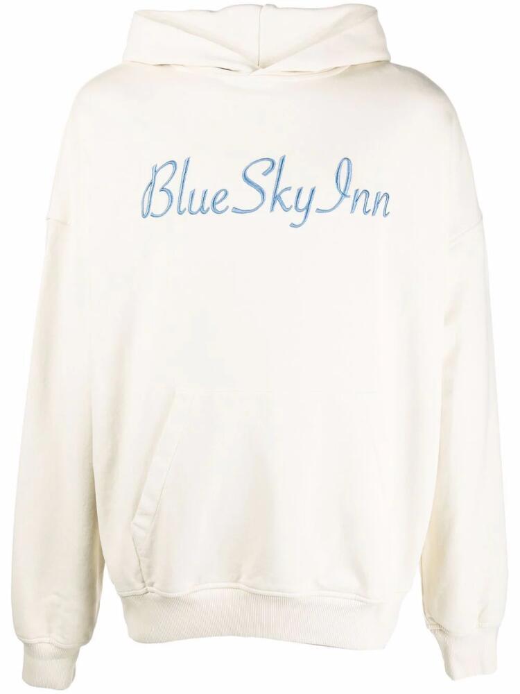 BLUE SKY INN logo-embroidered cotton hoodie - Neutrals Cover