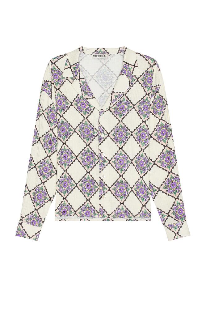 SIEDRES Henry Resort Collar Printed Long Sleeve Shirt in Purple Cover