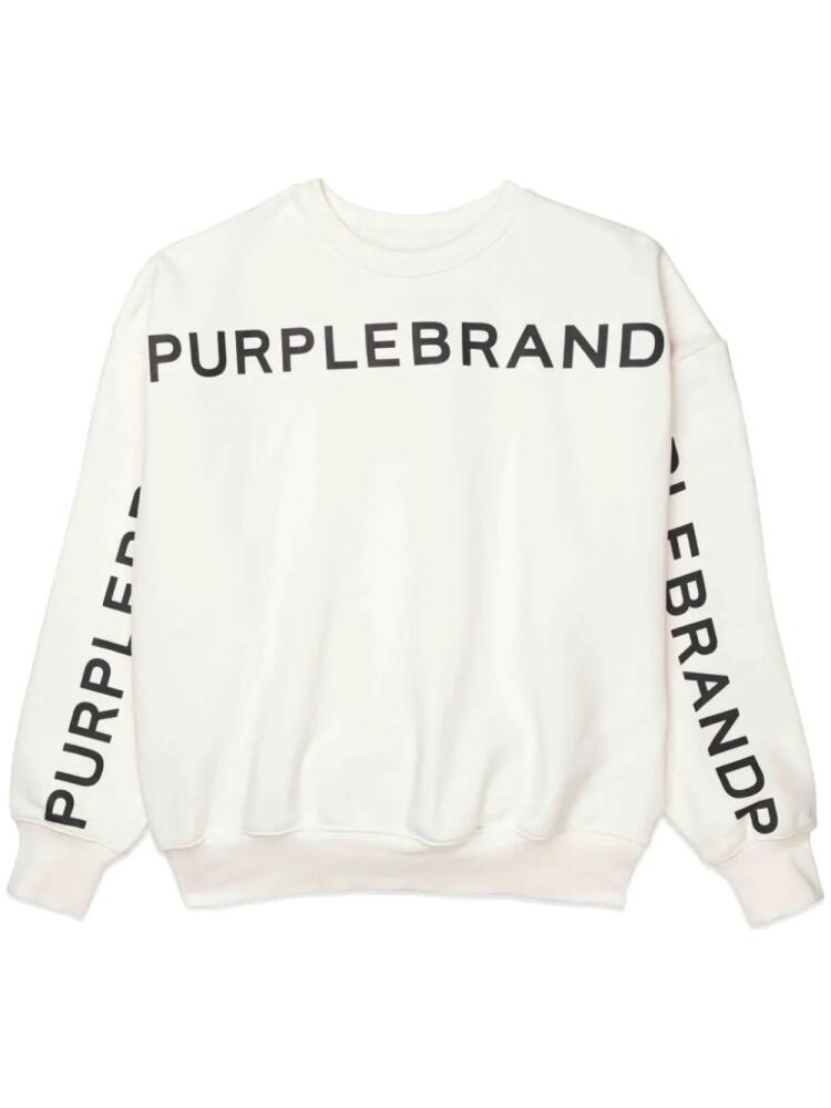 Purple Brand logo-print cotton sweatshirt - White Cover