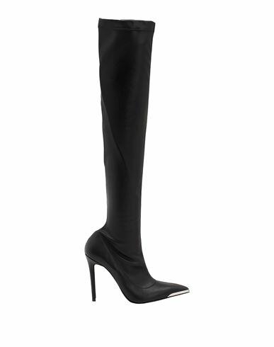 8 By Yoox Stretch Pointy-detail High Boots Woman Boot Black Textile fibers Cover