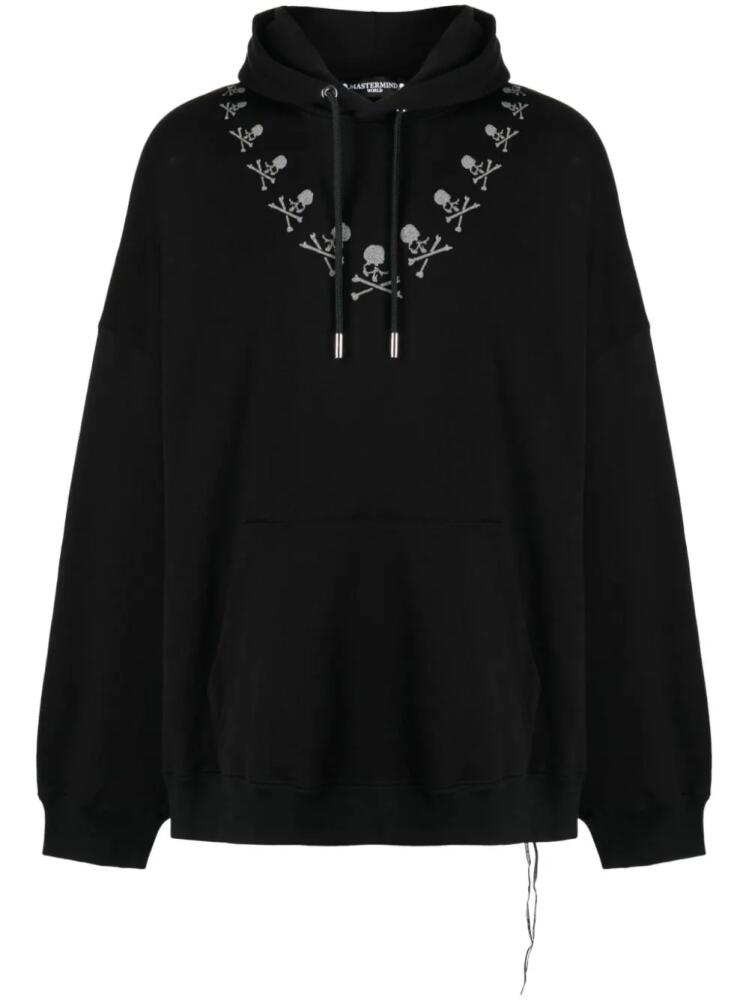 Mastermind World glitter-detail skull-print cotton hoodie - Black Cover