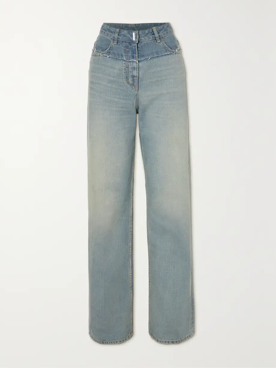 Givenchy - Distressed Two-tone Straight-leg Jeans - Blue Cover