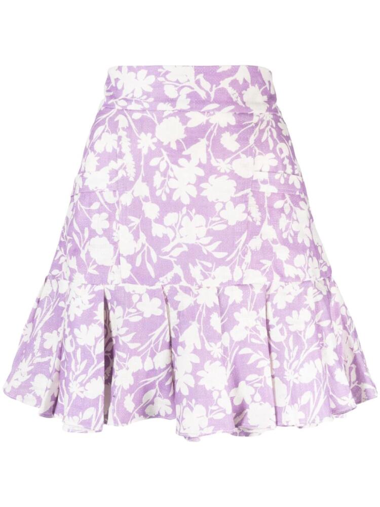 Bambah Arielle ruffle-hem linen mini skirt - Purple Cover