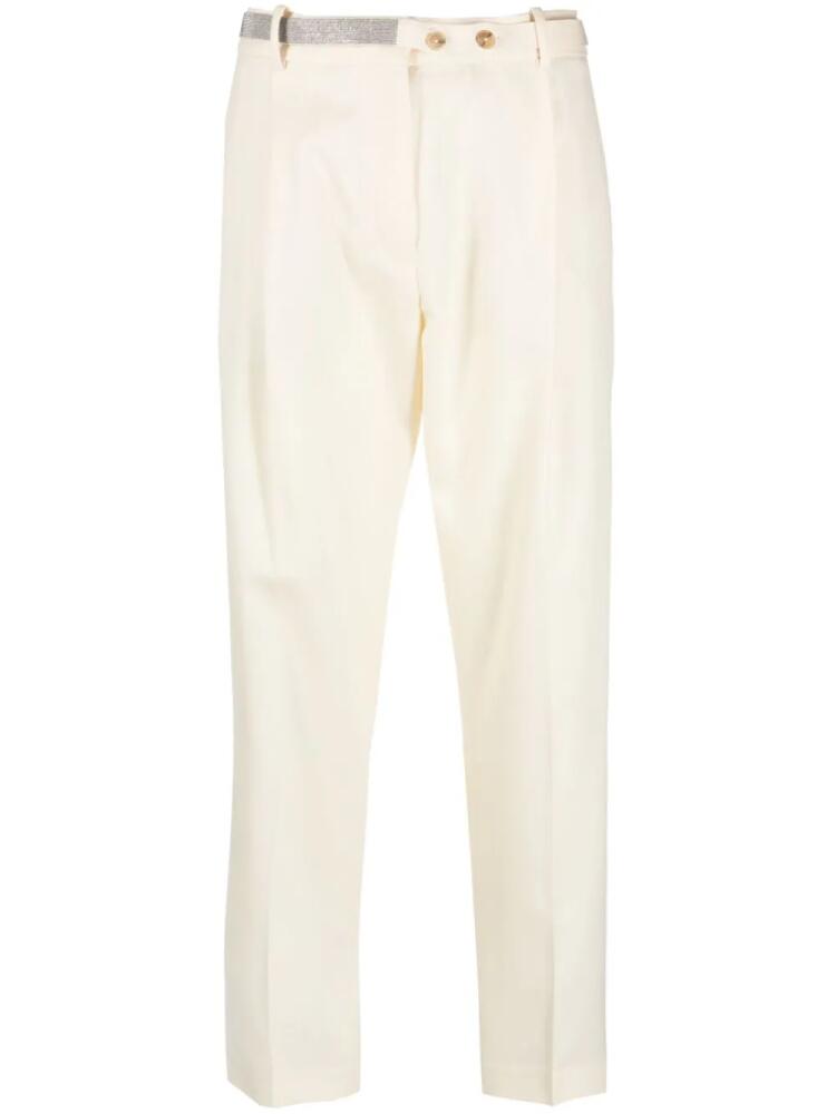 Fabiana Filippi rhinestone-embellished high-waist trousers - Neutrals Cover