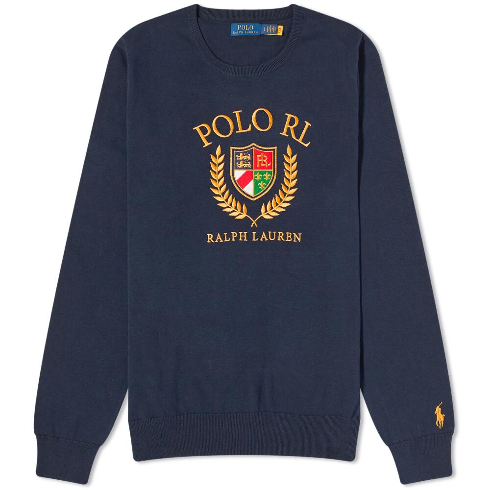 Polo Ralph Lauren Men's Crest Logo Crew Knit in Navy Combo Cover