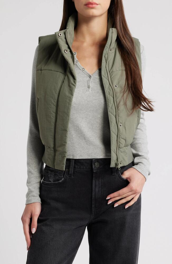 Thread & Supply Crop Puffer Vest in Olive Cover