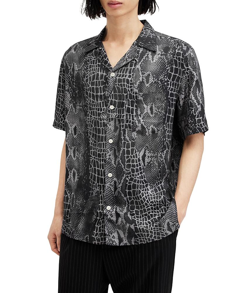 Allsaints Skrale Cotton Relaxed Fit Button Down Camp Shirt Cover