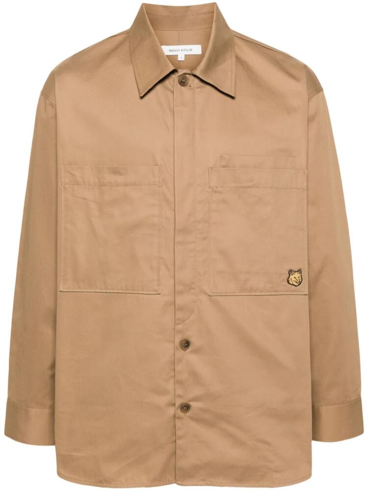 Maison Kitsuné Fox Head gabardine overshirt - Neutrals Cover