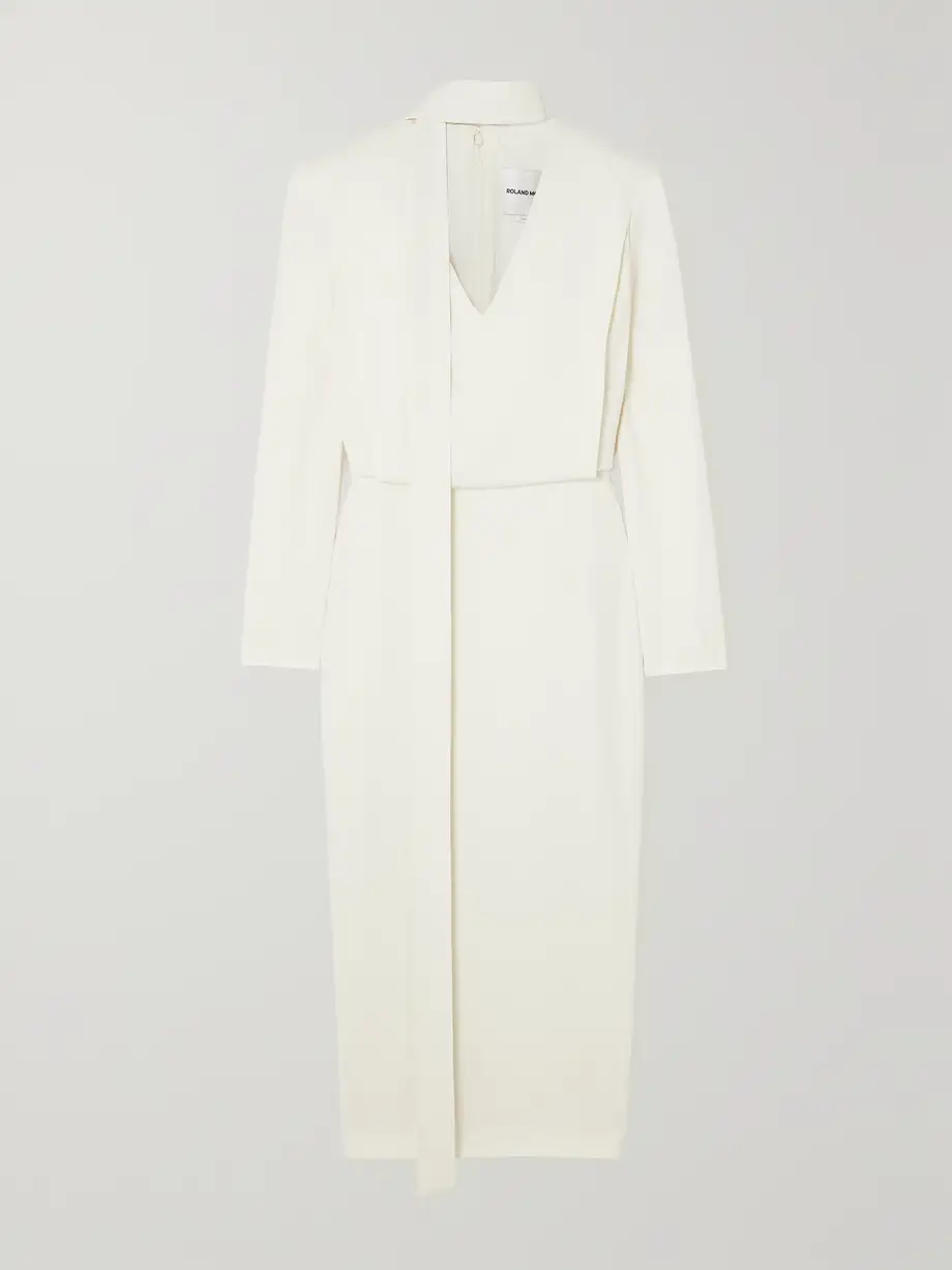 Roland Mouret - Tie-detailed Cady Midi Dress - Cream Cover