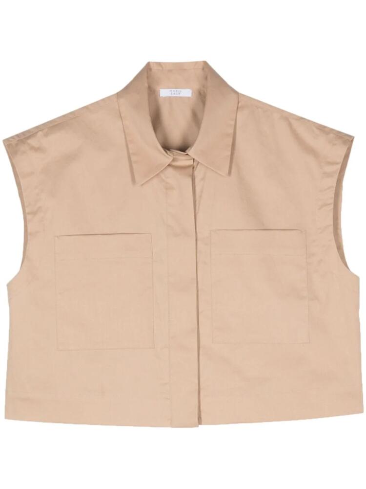 Peserico sleeveless cotton cropped shirt - Brown Cover