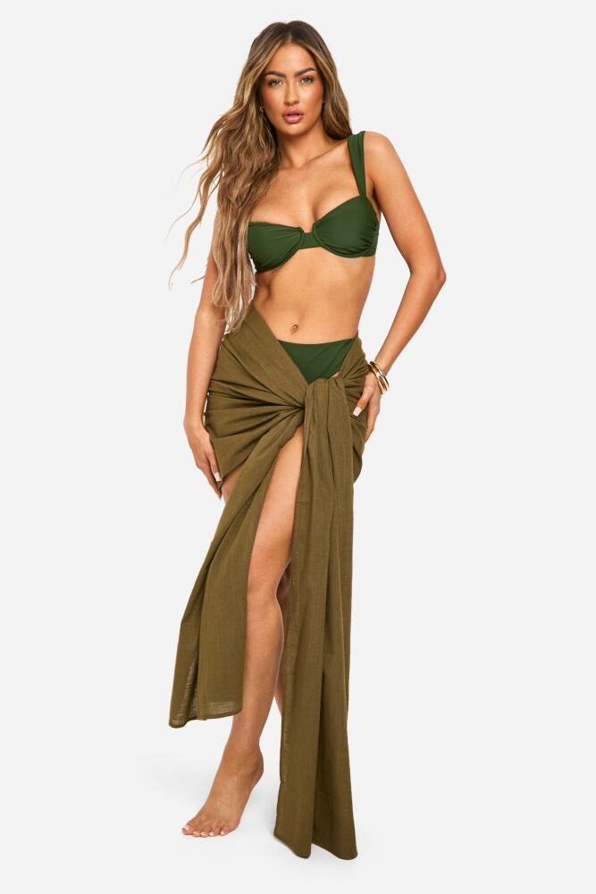 boohoo Womens Linen Look Beach Sarong - Green Cover