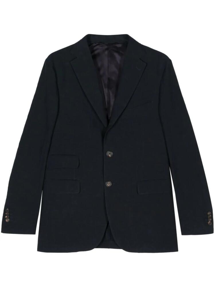 Doppiaa slub-texture single-breasted blazer - Blue Cover