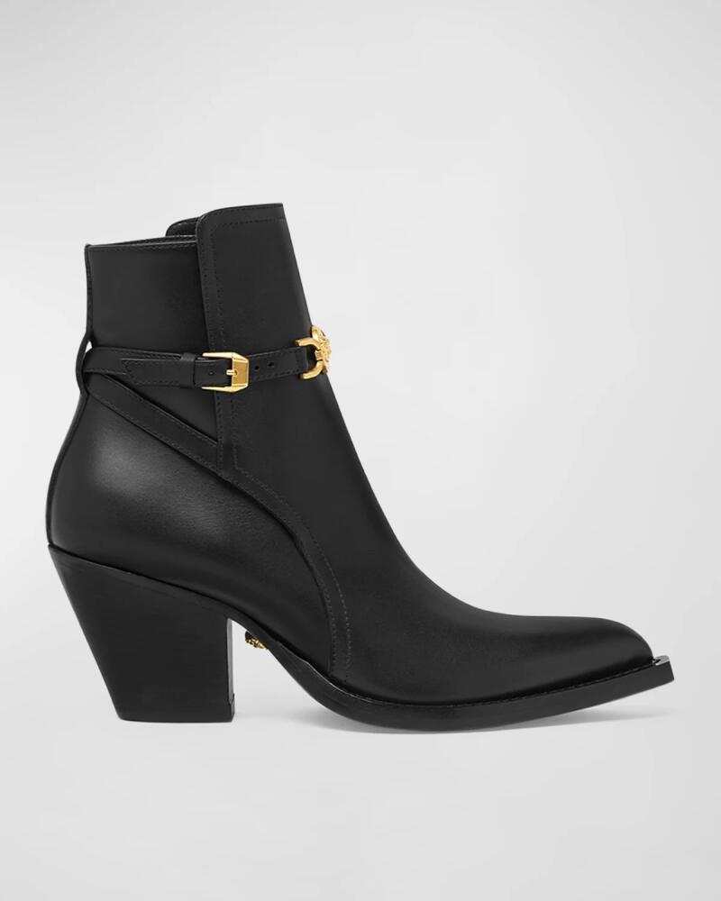 Versace Calfskin Medusa Chain Ankle Booties Cover