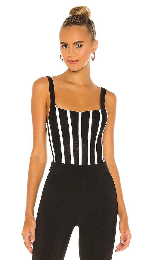 MISHA Kyanni Bodysuit in Black & Ivory Cover