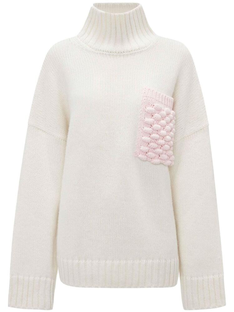 JW Anderson POPCORN PATCH POCKET TURTLENECK JUMPER - White Cover