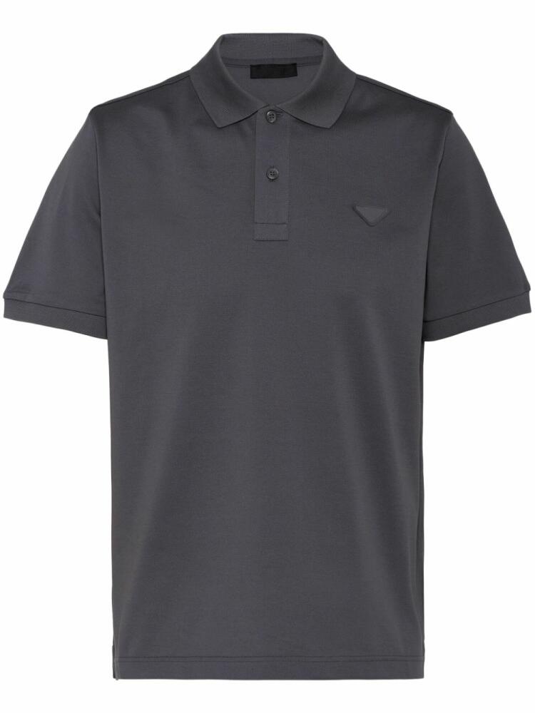 Prada enamel triangle-logo polo shirt - Grey Cover