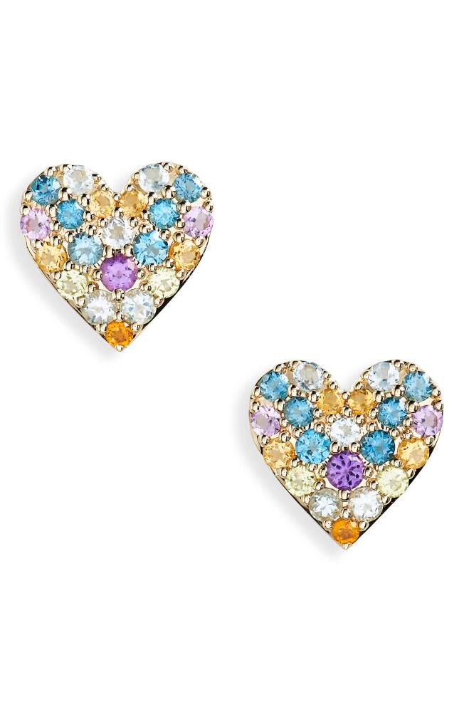 Bony Levy Pavé Heart Stud Earrings in 14K Yellow Gold Cover