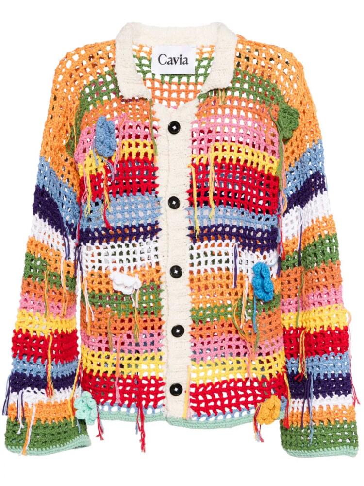 CAVIA striped crochet-knit cardigan - Orange Cover