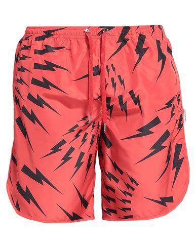 Neil Barrett Man Swim trunks Red Polyester Cover