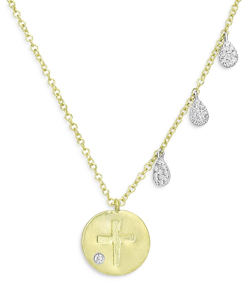 Meira T 14K Yellow Gold Diamond Cross Disc Necklace, 18 Cover