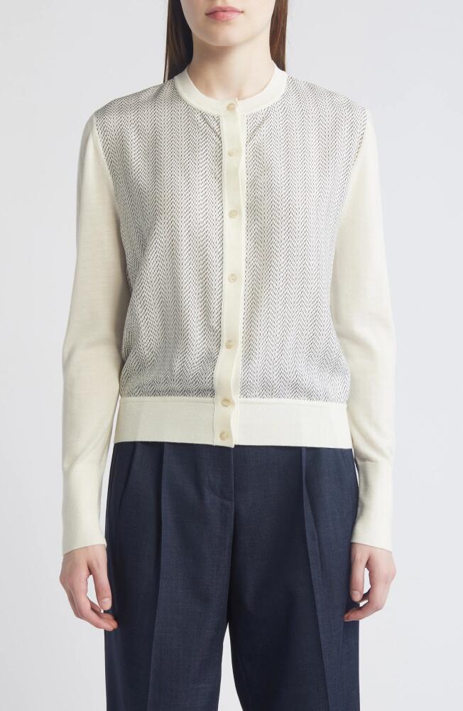 BOSS Flonta Mixed Media Cardigan in Soft Cream Cover