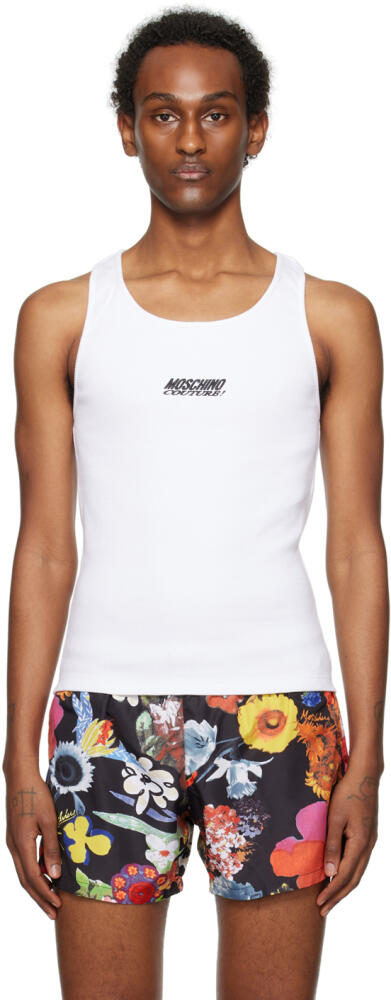 Moschino White Embroidery Tank Top Cover