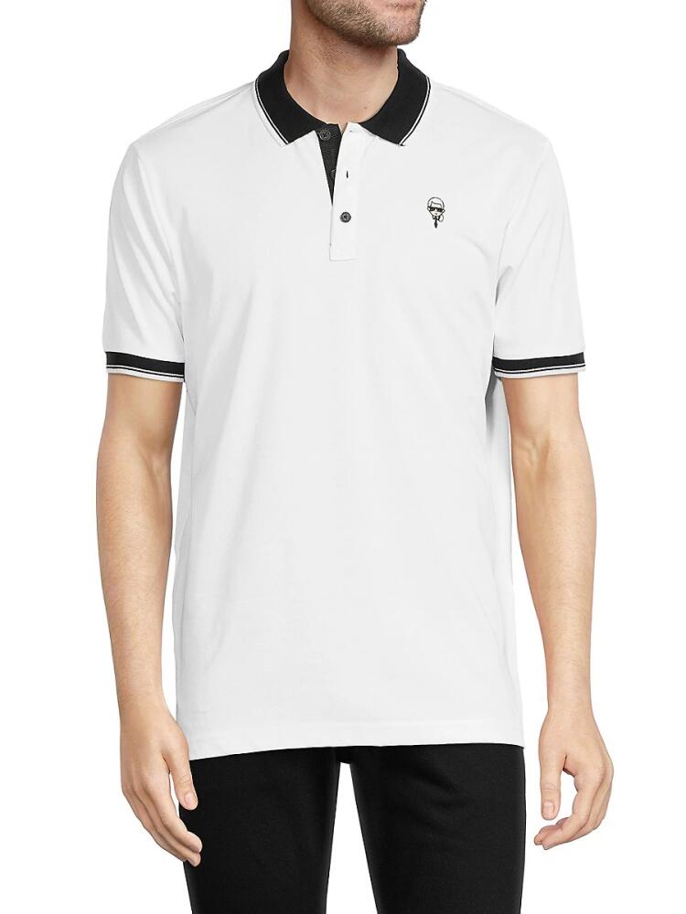 Karl Lagerfeld Paris Men's Karl Patch Contrast Cuff Polo - White Cover