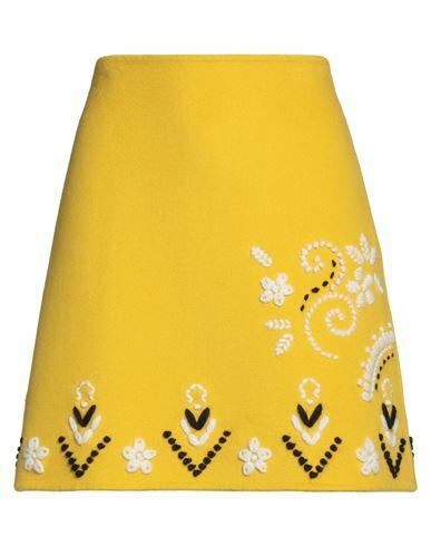 Ermanno Scervino Woman Mini skirt Yellow Virgin Wool, Cashmere Cover