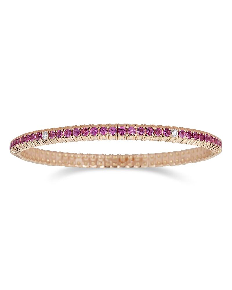 Zydo 18K Rose Gold Stretch Pink Sapphire & Diamond Row Bracelet Cover