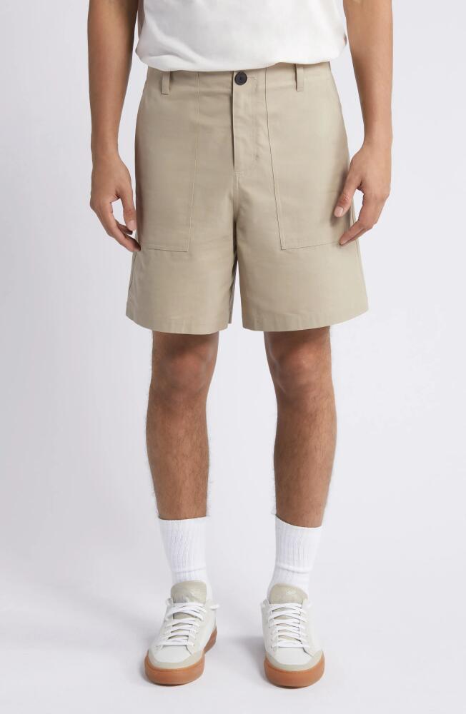 FRAME Patch Cotton Traveler Shorts in Dark Beige Cover