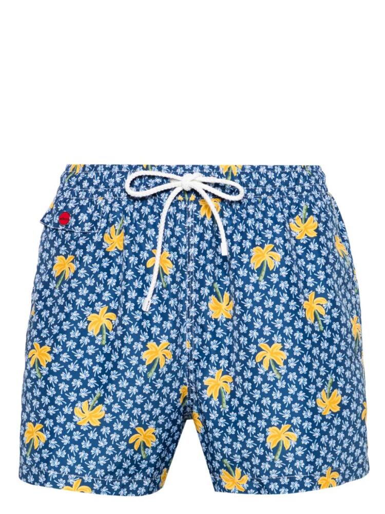 Kiton palm tree-print swim shorts - Blue Cover